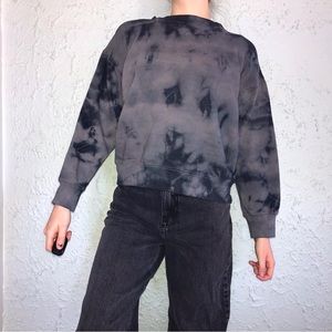 BE YOU Grey And Black Tie Dye Crewneck Sweatshirt